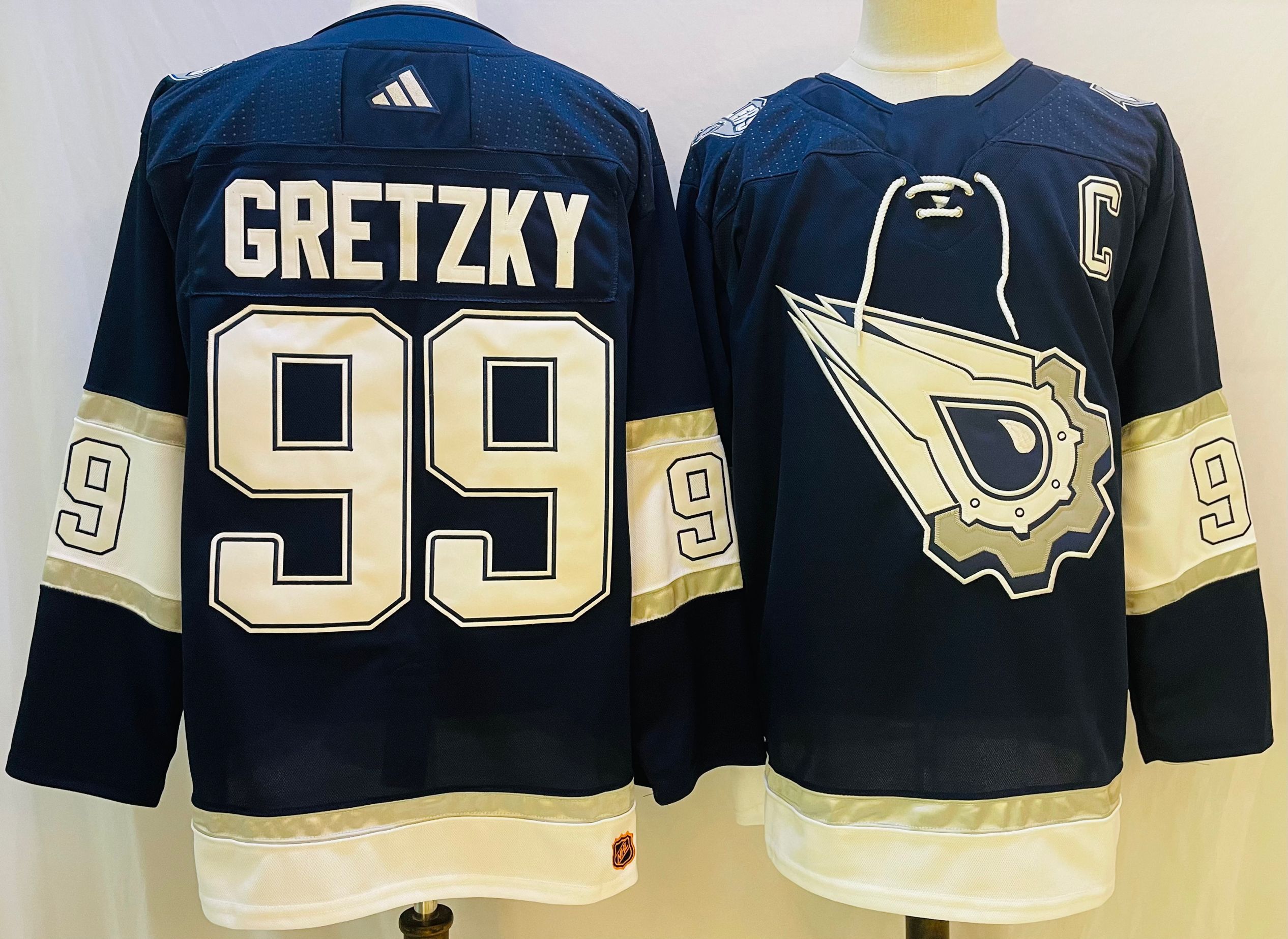 Men Edmonton Oilers #99 Gretzky Blue Throwback 2022 Adidas NHL Jersey